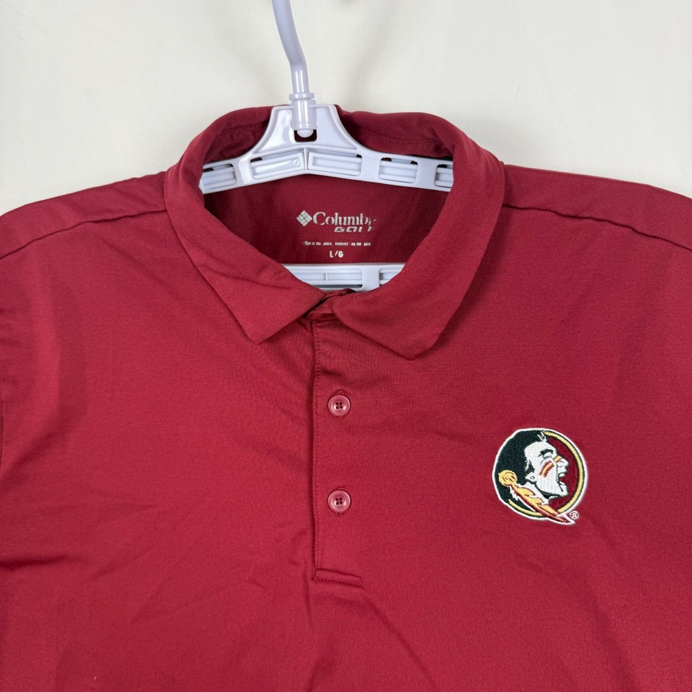 Columbia Golf FSU Florida State Seminoles Polo Shirt Mens Large Garnet Red NCAA